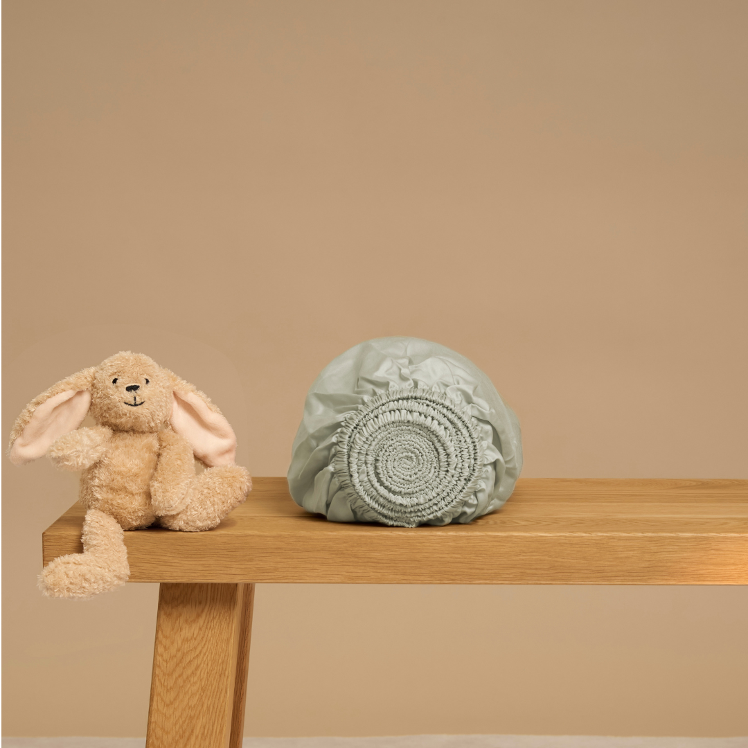 Kids - Tencel™ Hoeslaken Sateen Grijs Groen