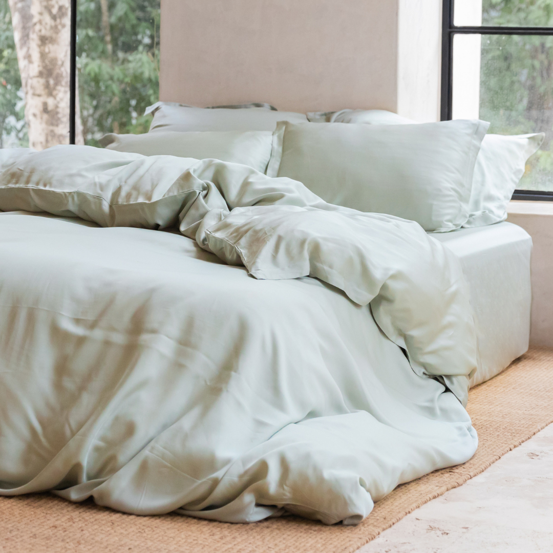 Tencel™ - Sateen Dekbedovertrek Grijs Groen